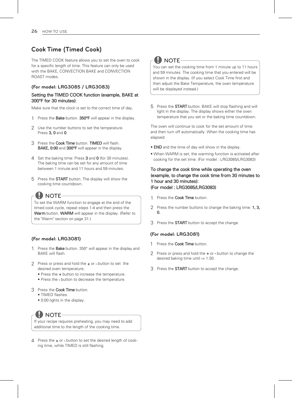 Cook time (timed cook) | LG LRG3083ST User Manual | Page 27 / 93