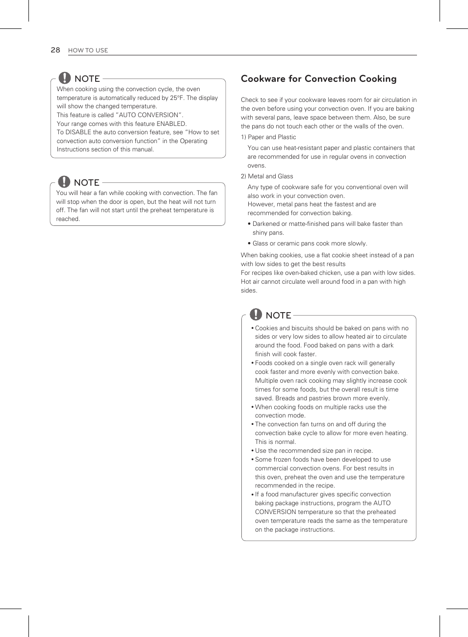 Cookware for convection cooking | LG LRG3083ST User Manual | Page 29 / 93