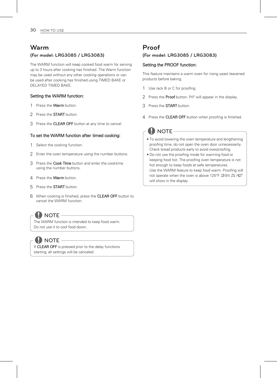 Warm, Proof | LG LRG3083ST User Manual | Page 31 / 93