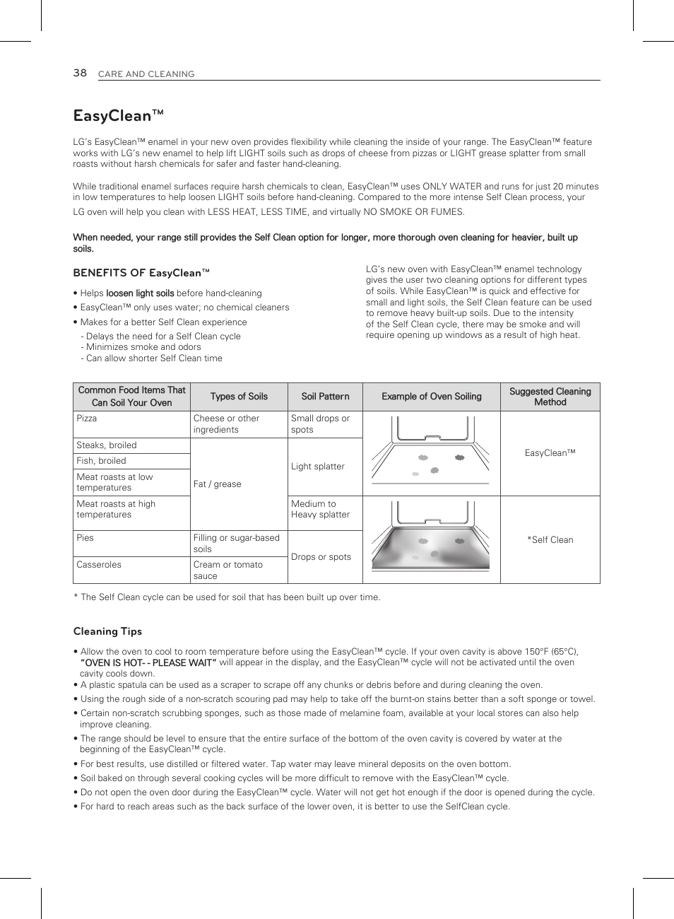 Easyclean | LG LRG3083ST User Manual | Page 39 / 93