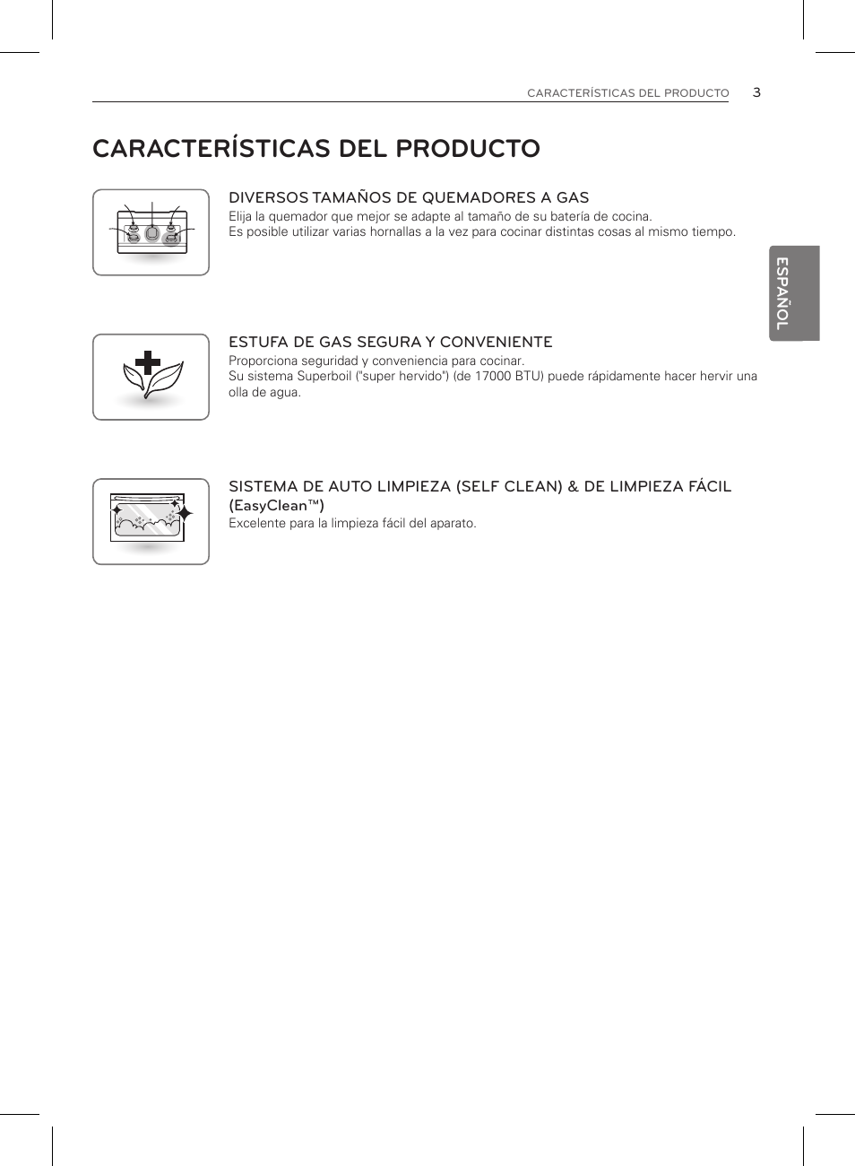 Características del producto | LG LRG3083ST User Manual | Page 48 / 93