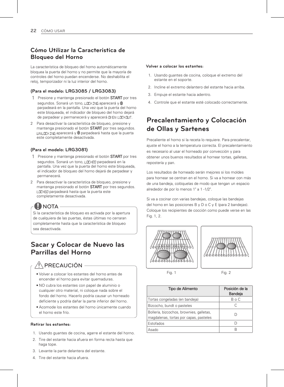 Nota, Precaución | LG LRG3083ST User Manual | Page 67 / 93
