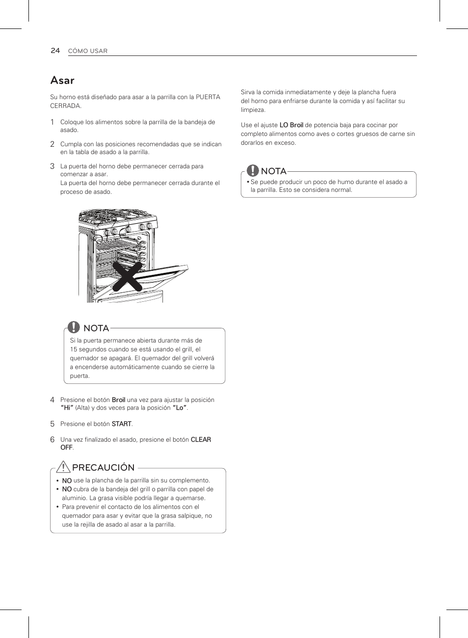 Asar, Nota, Precaución | LG LRG3083ST User Manual | Page 69 / 93