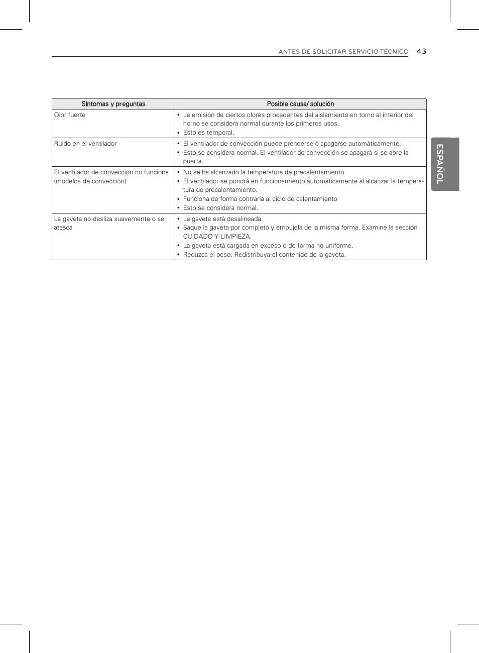 Es pañol, Esp añol | LG LRG3083ST User Manual | Page 88 / 93