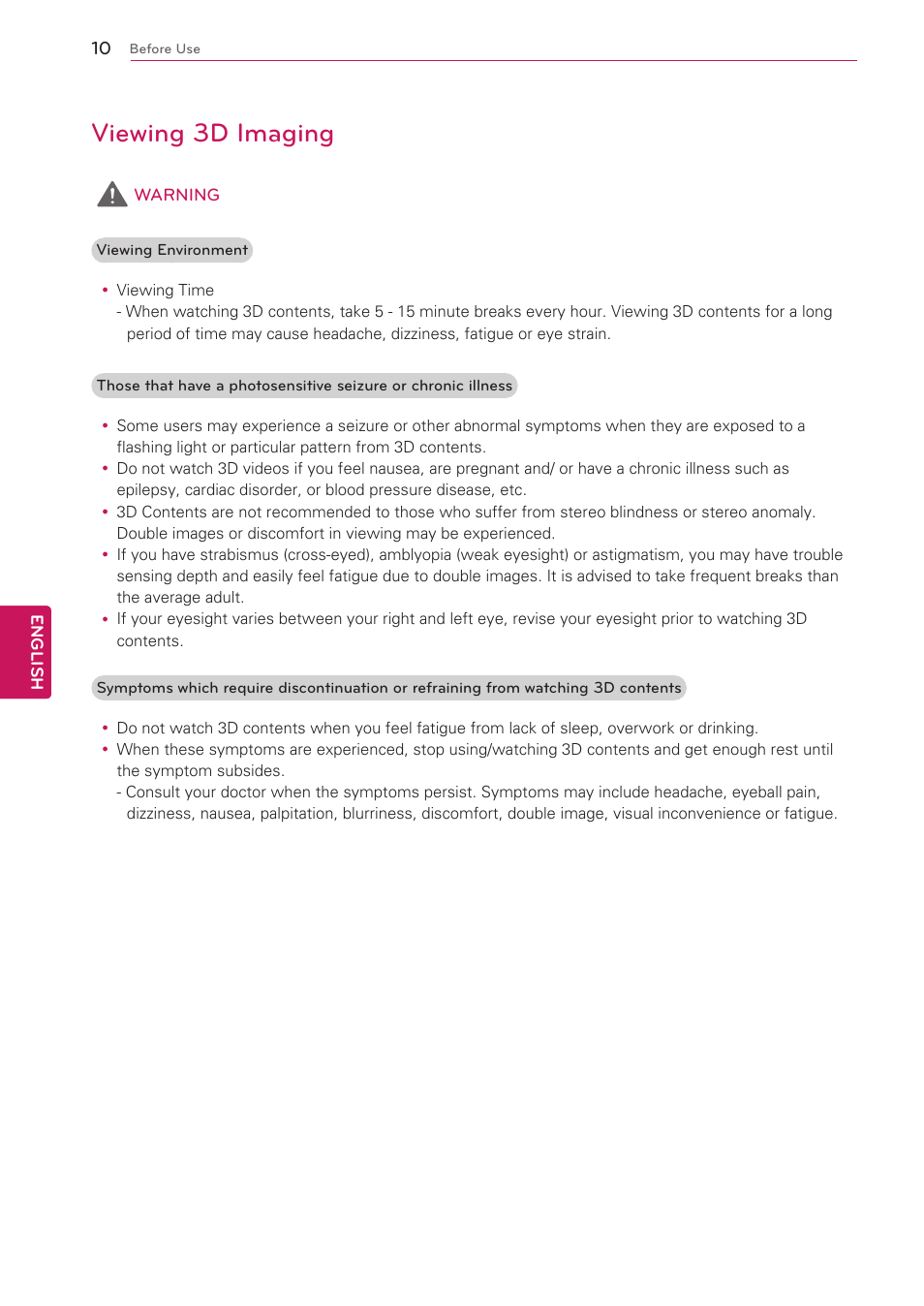 Viewing 3d imaging | LG 47G2 User Manual | Page 10 / 78