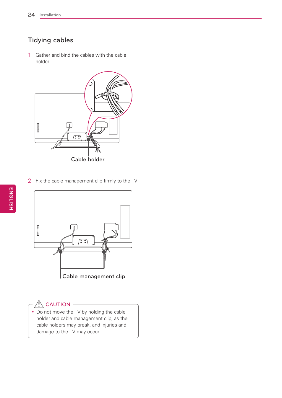 Tidying cables, P. 24) | LG 47G2 User Manual | Page 24 / 78