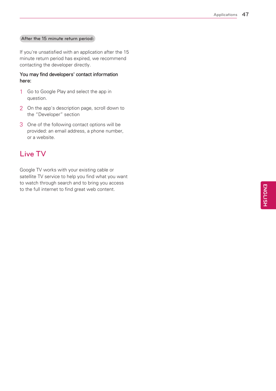 Live tv | LG 47G2 User Manual | Page 47 / 78