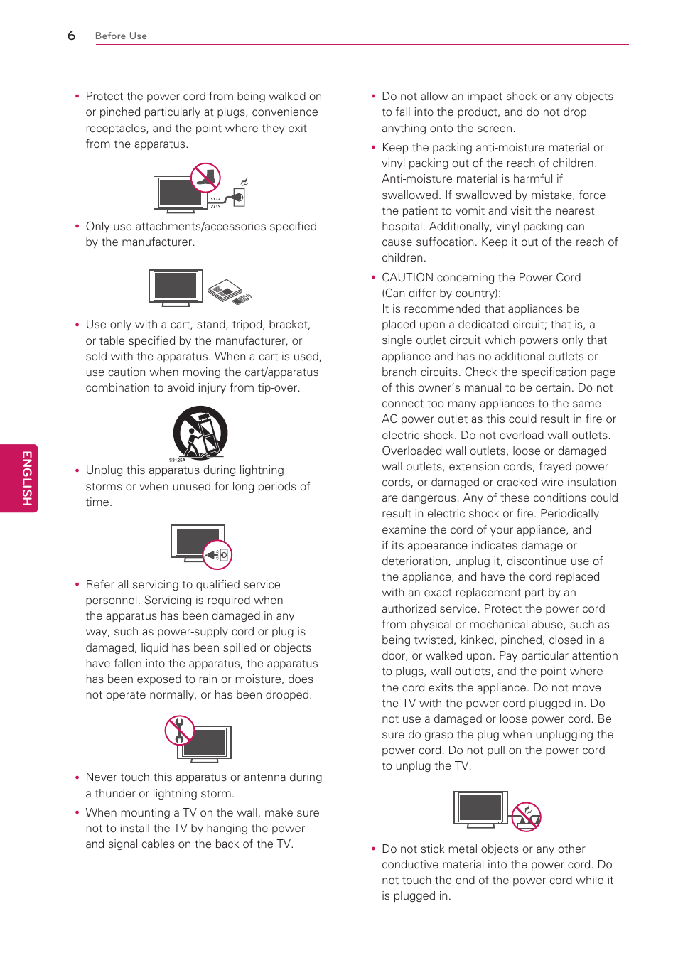 English, Before use | LG 47G2 User Manual | Page 6 / 78