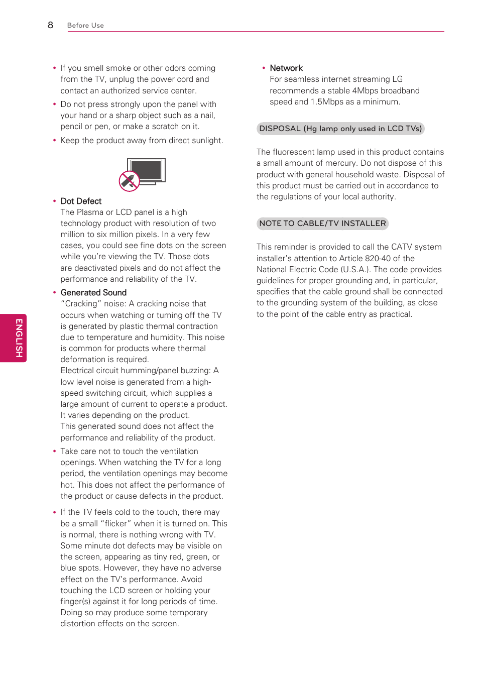 English | LG 47G2 User Manual | Page 8 / 78