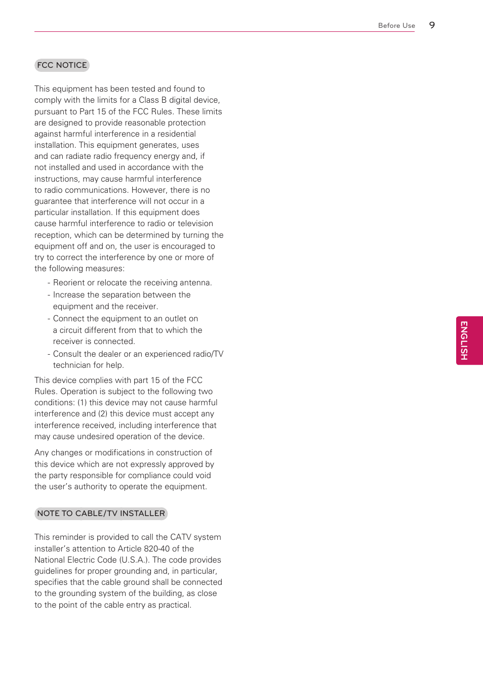 LG 47G2 User Manual | Page 9 / 78