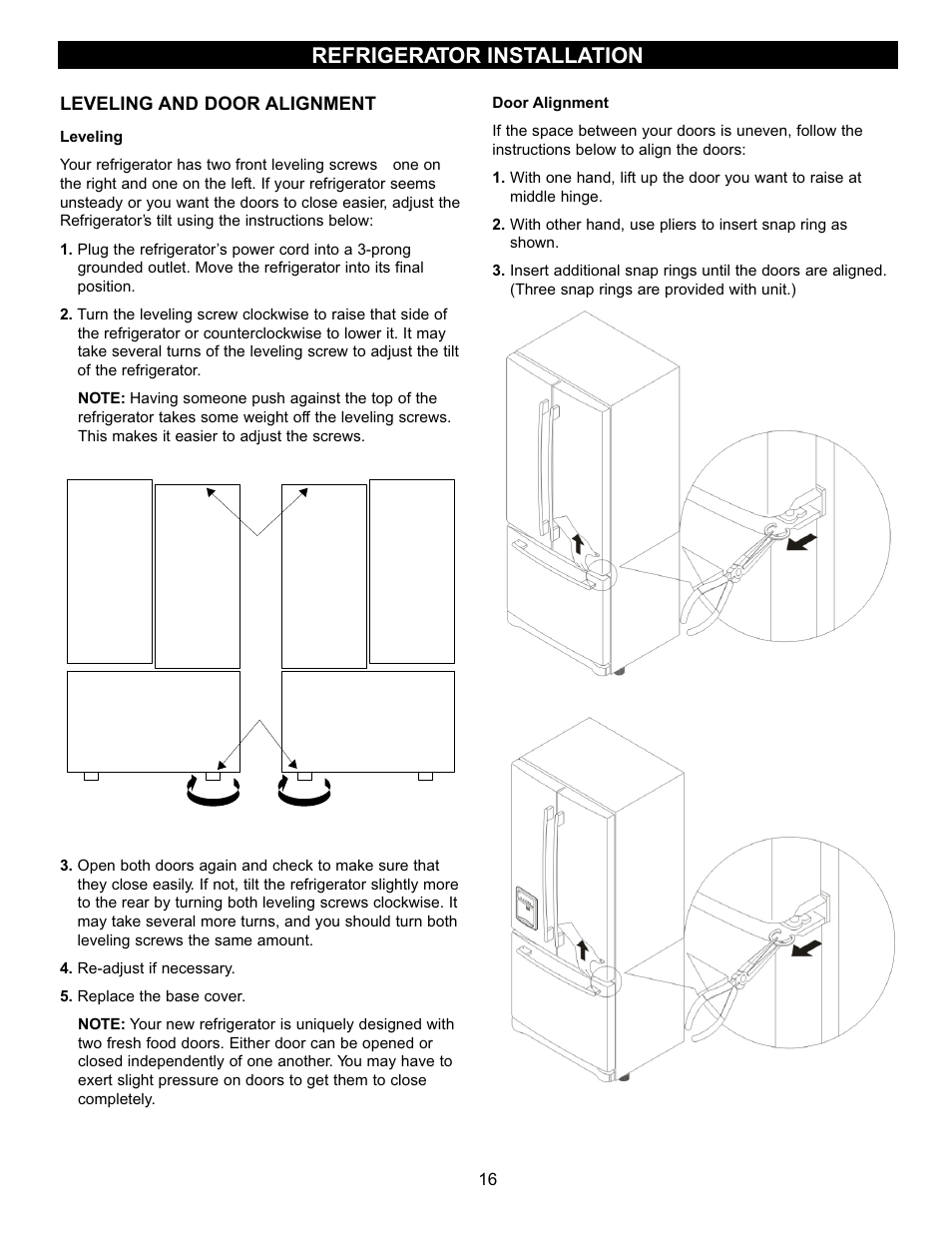 Refrigerator installation | LG LFD22860ST User Manual | Page 15 / 35