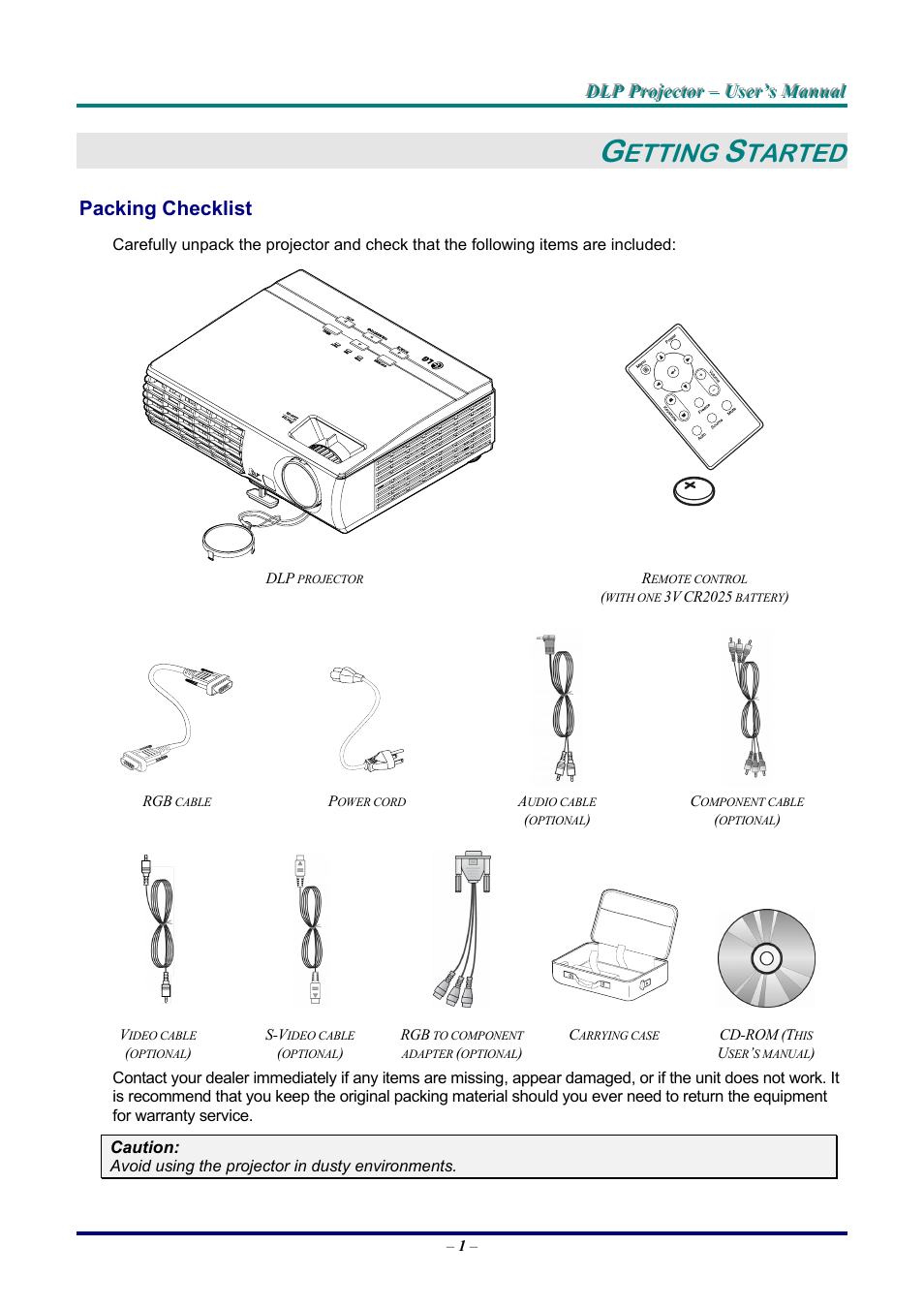 Getting started, Packing checklist, Acking | Hecklist, Etting, Tarted | LG DX325 User Manual | Page 7 / 50