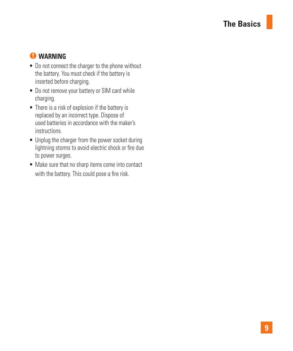 The basics 9 | LG C900 User Manual | Page 13 / 116