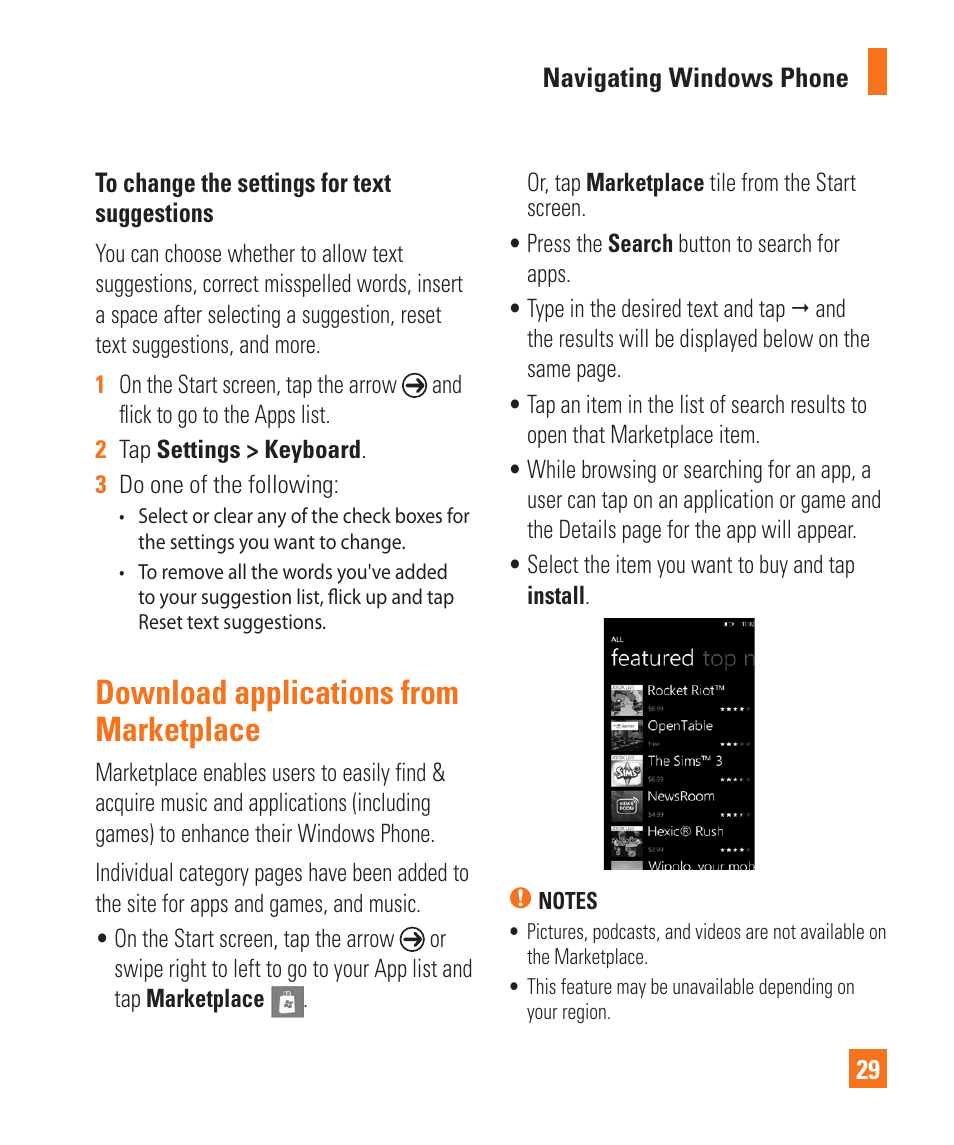 Download applications from marketplace | LG C900 User Manual | Page 33 / 116