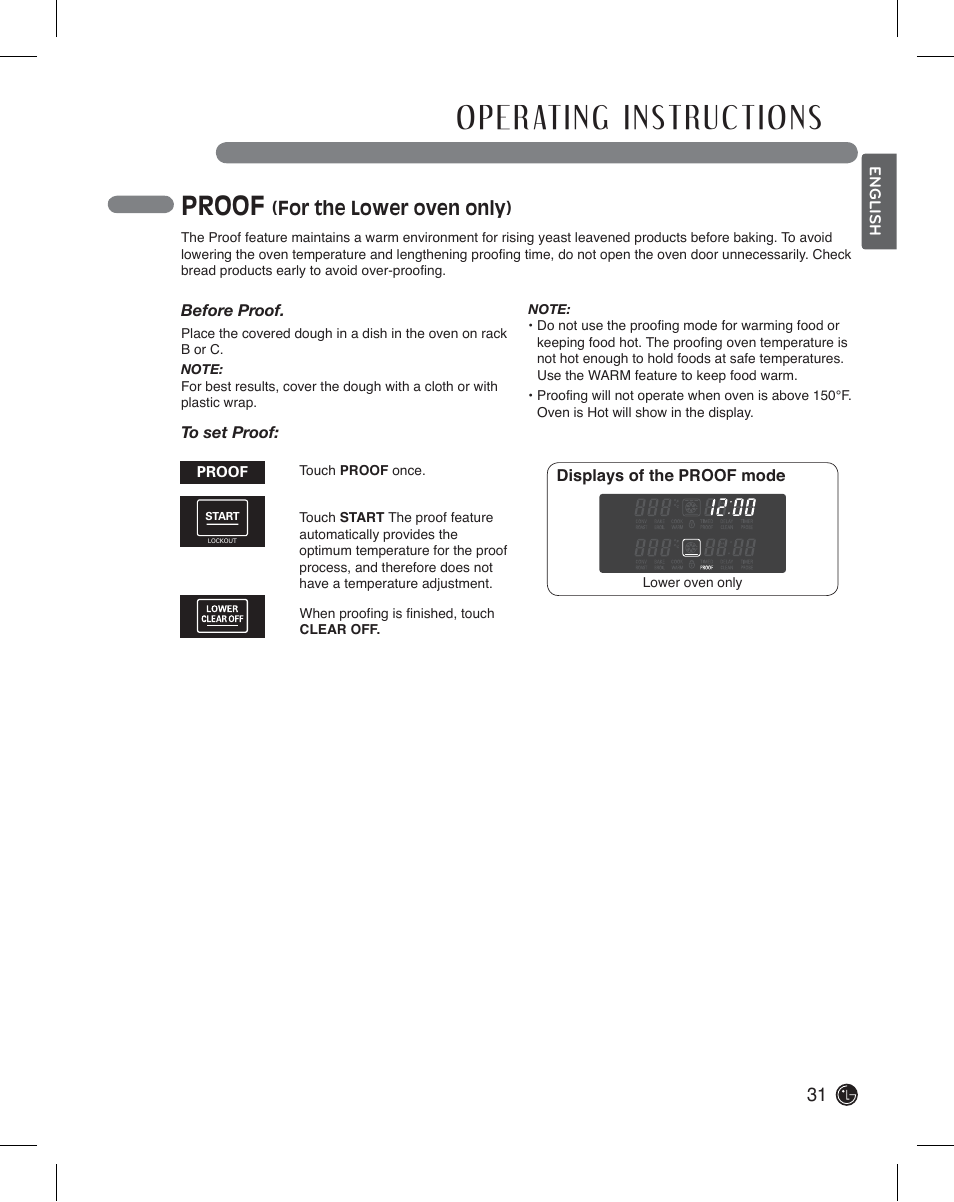 Proof, For the lower oven only) | LG LDE3011ST User Manual | Page 31 / 47
