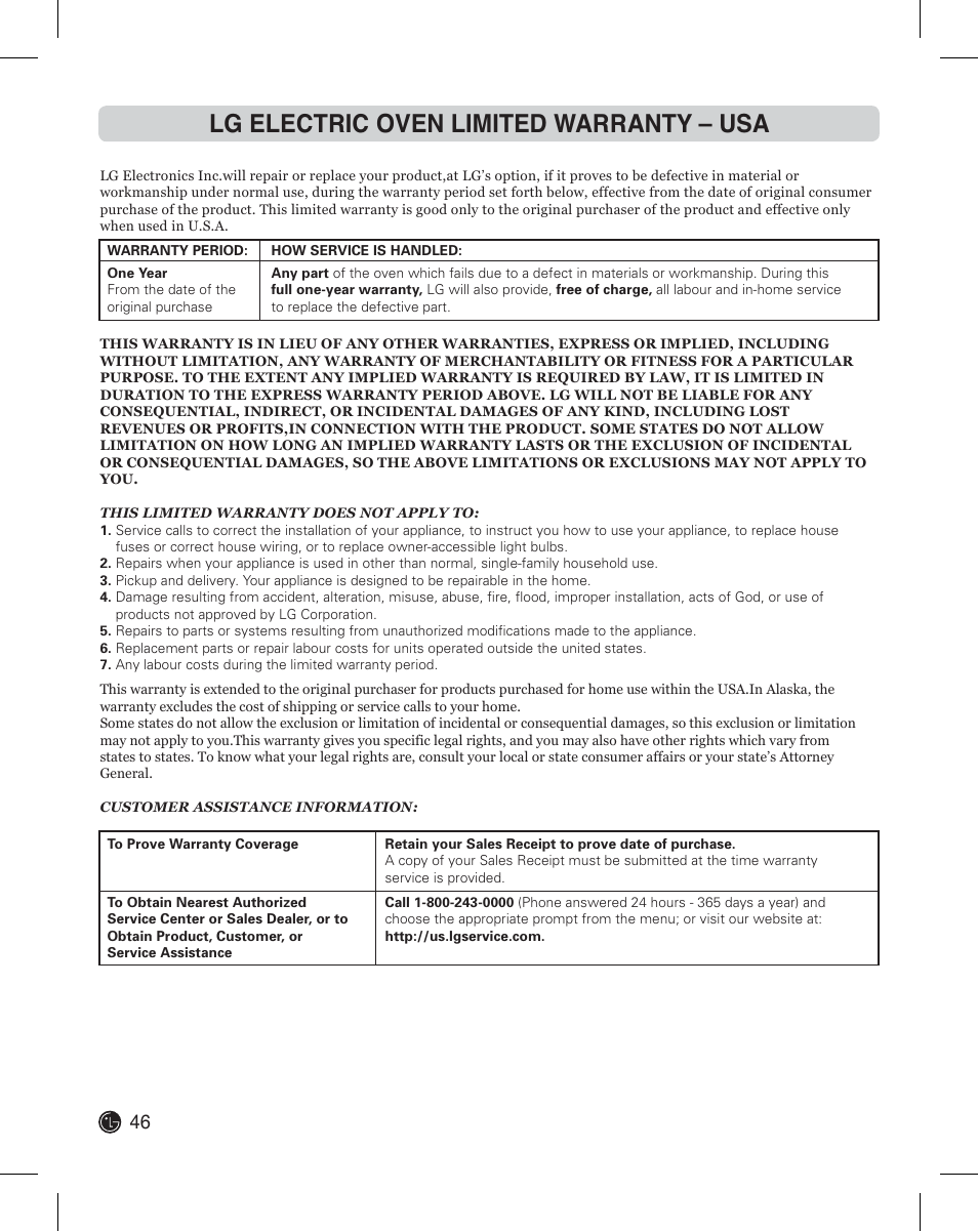 LG LDE3011ST User Manual | Page 46 / 47