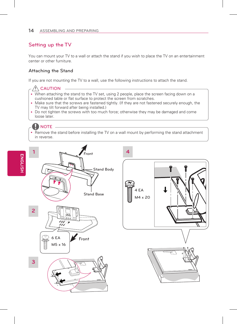 Setting up the tv | LG 84LM9600 User Manual | Page 14 / 52