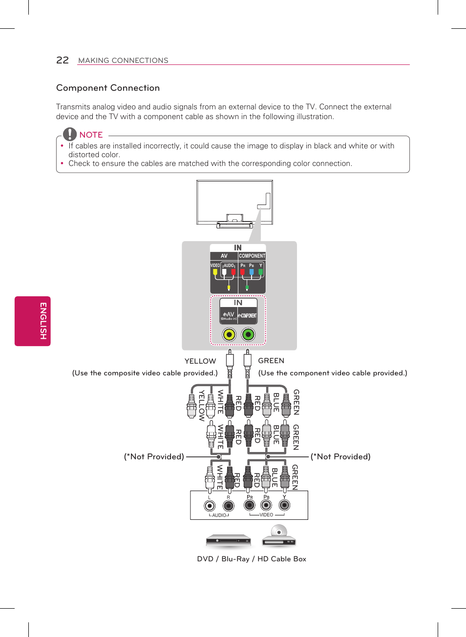 Component connection | LG 84LM9600 User Manual | Page 22 / 52