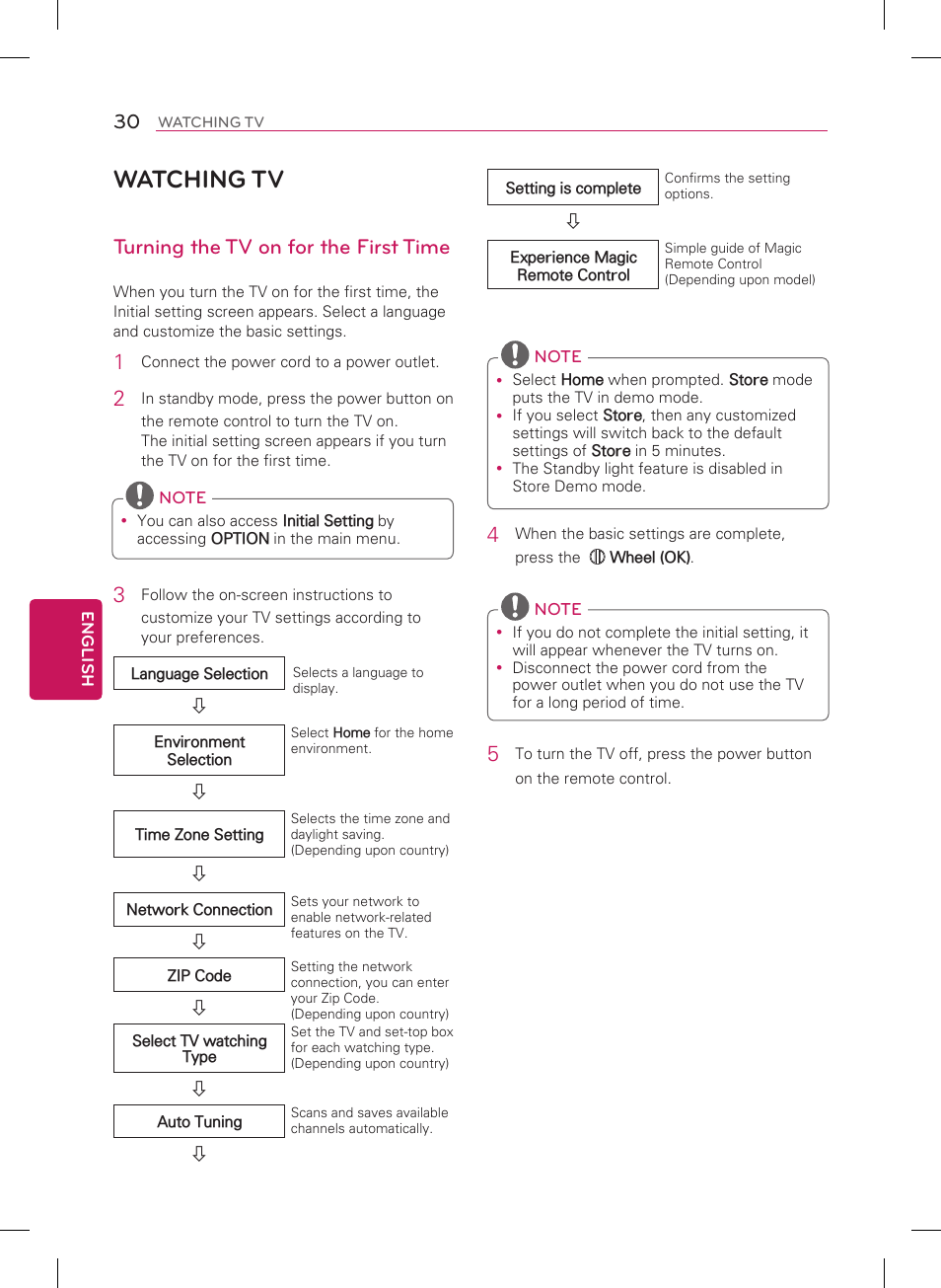 Watching tv, Turning the tv on for the first time | LG 84LM9600 User Manual | Page 30 / 52