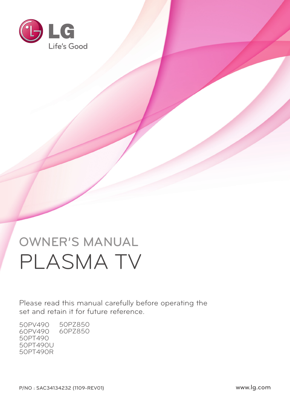 LG 60PV490 User Manual | 123 pages