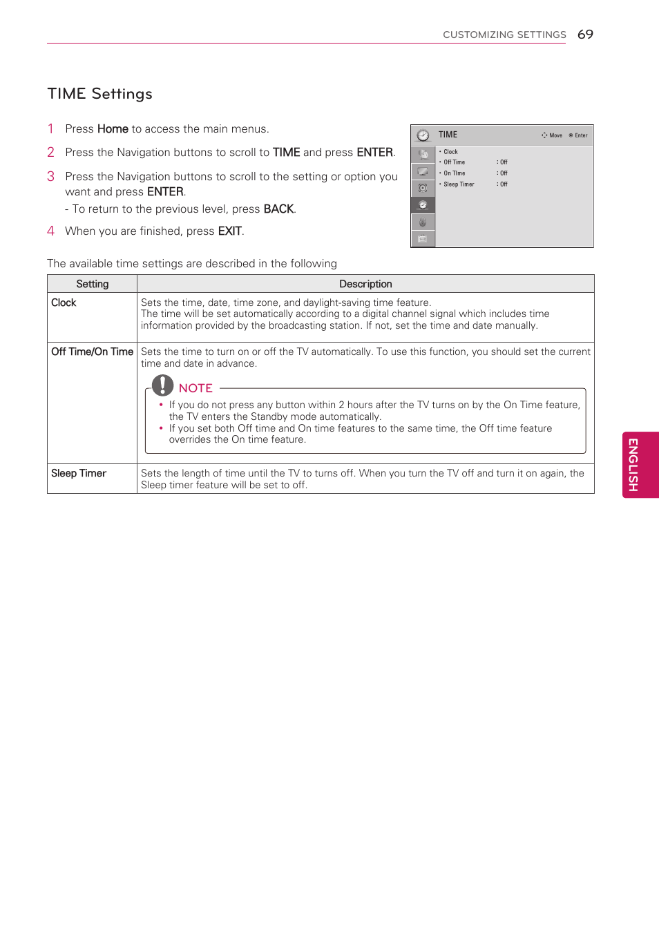 Time settings, See p.69) | LG 60PV490 User Manual | Page 69 / 123