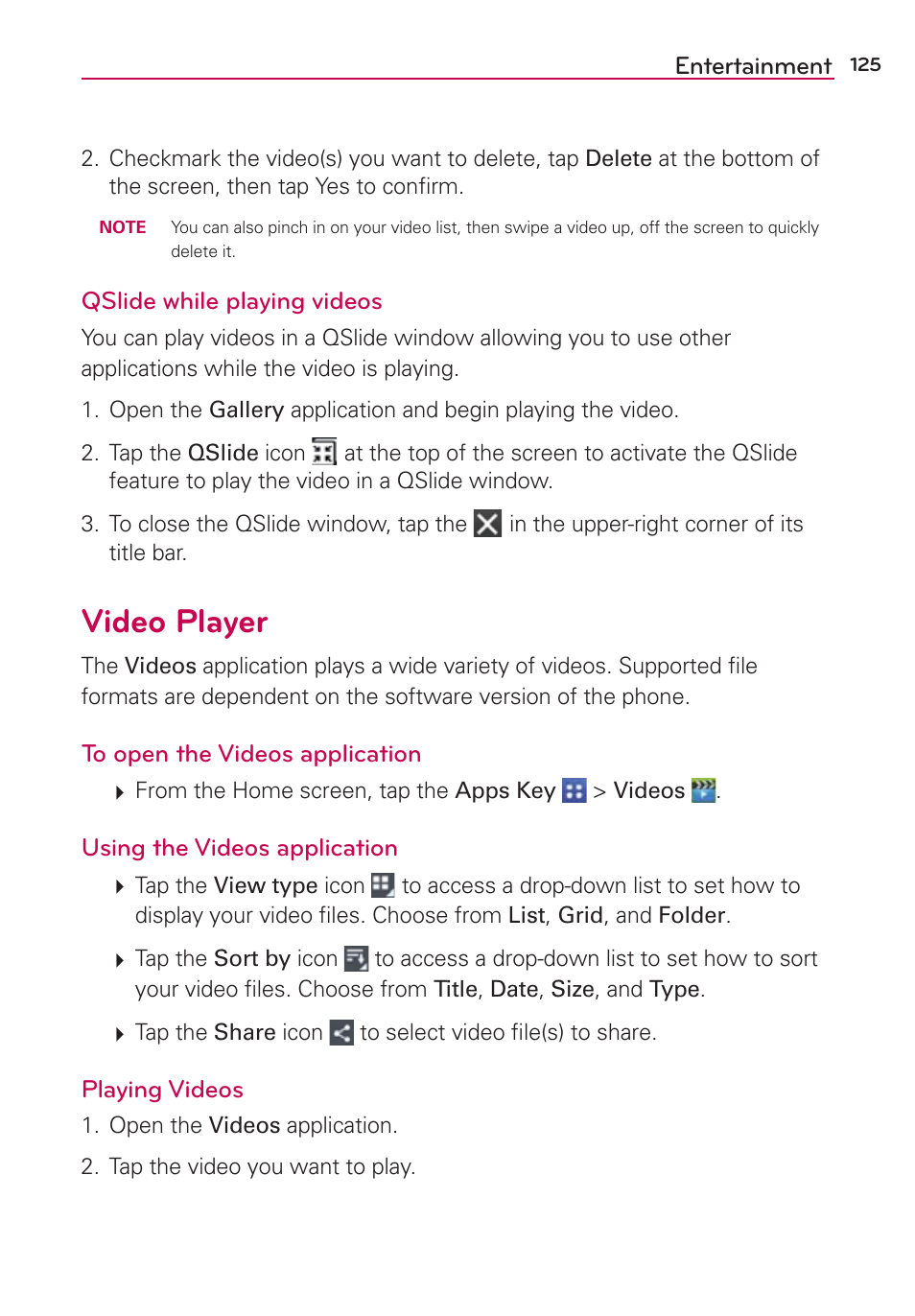 Video player | LG VS980 User Manual | Page 127 / 235