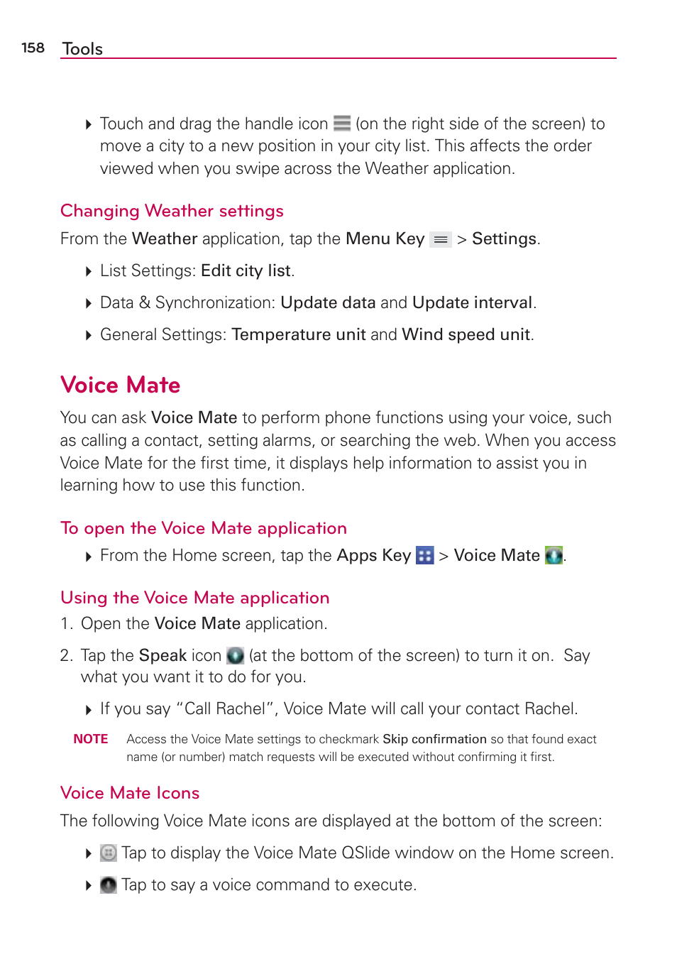 Voice mate | LG VS980 User Manual | Page 160 / 235