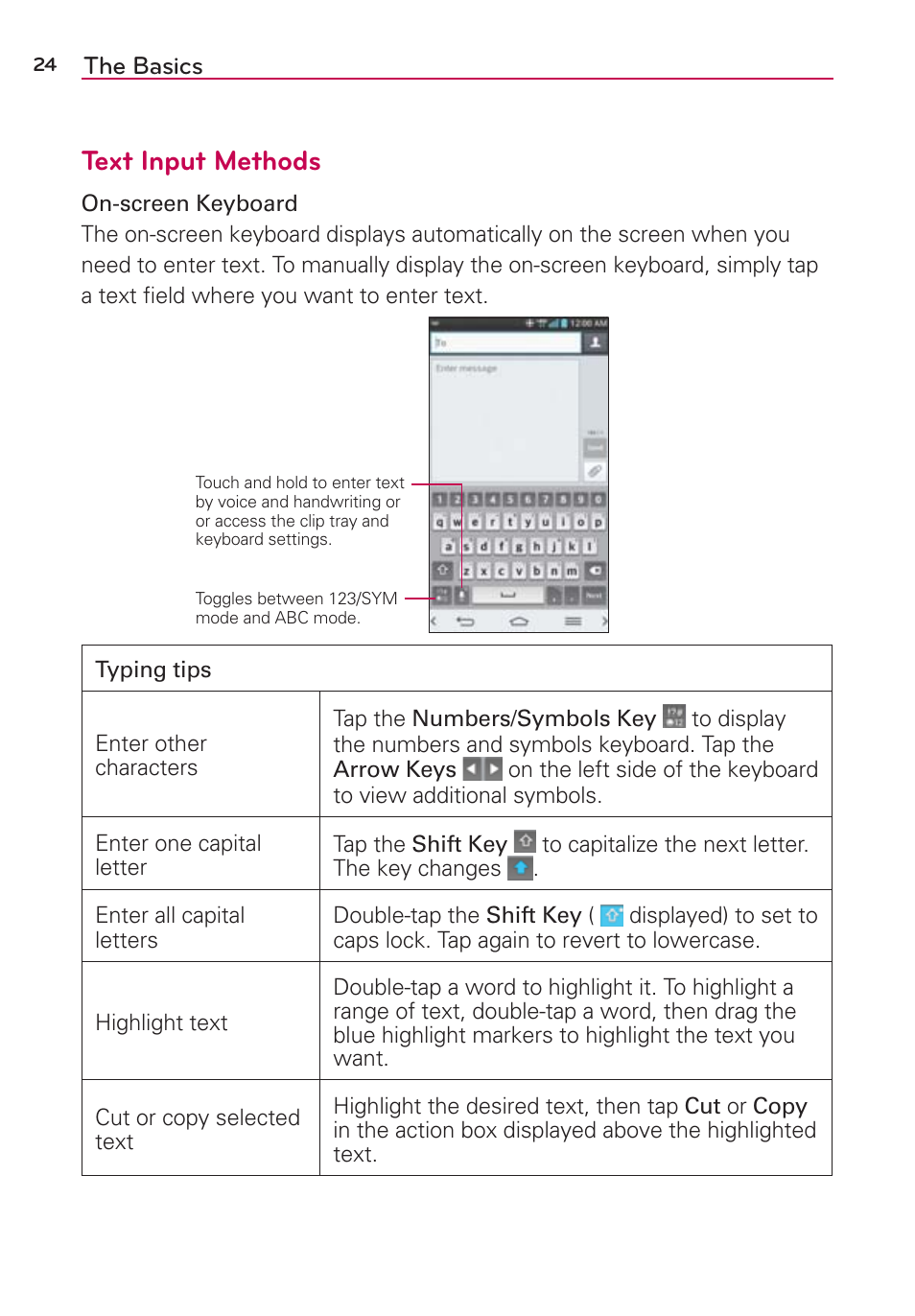 Text input methods | LG VS980 User Manual | Page 26 / 235