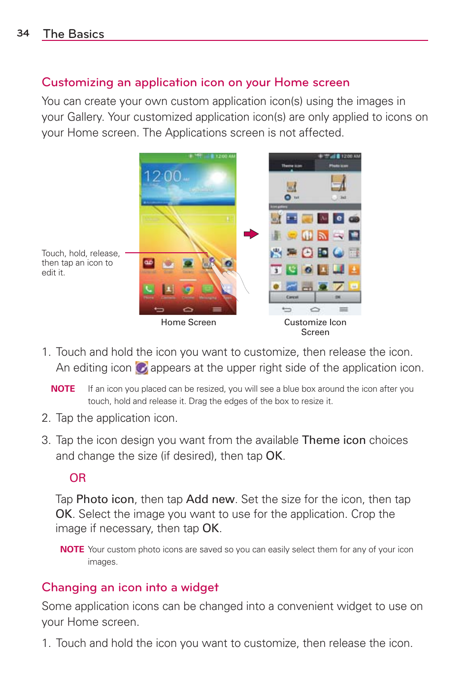 Changing an icon into a widget | LG VS980 User Manual | Page 36 / 235