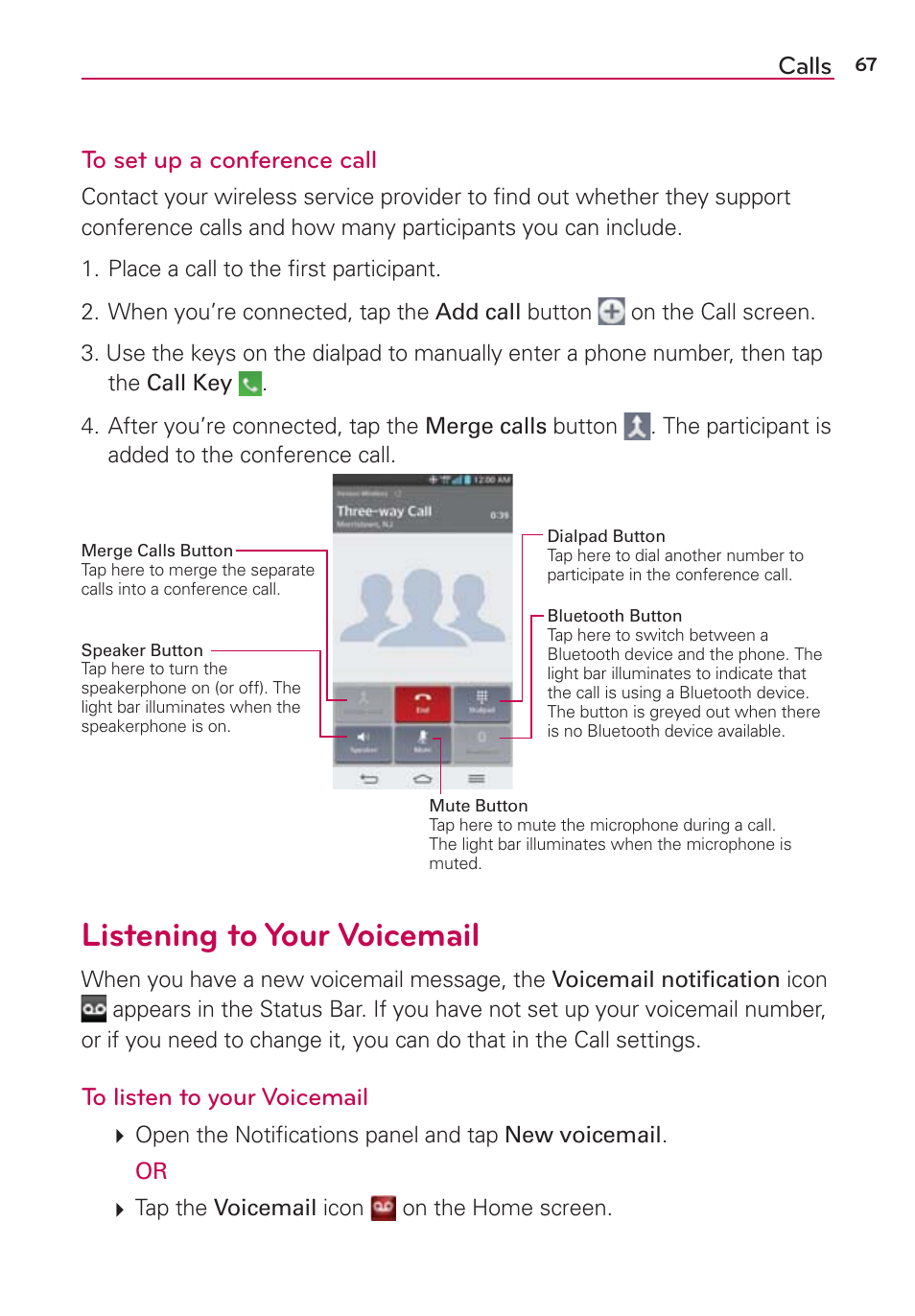 Listening to your voicemail | LG VS980 User Manual | Page 69 / 235