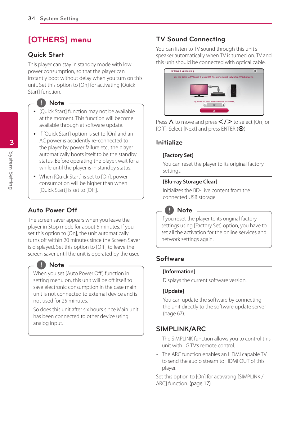 Others] menu, 34 – [others] menu | LG BH6830SW User Manual | Page 34 / 82