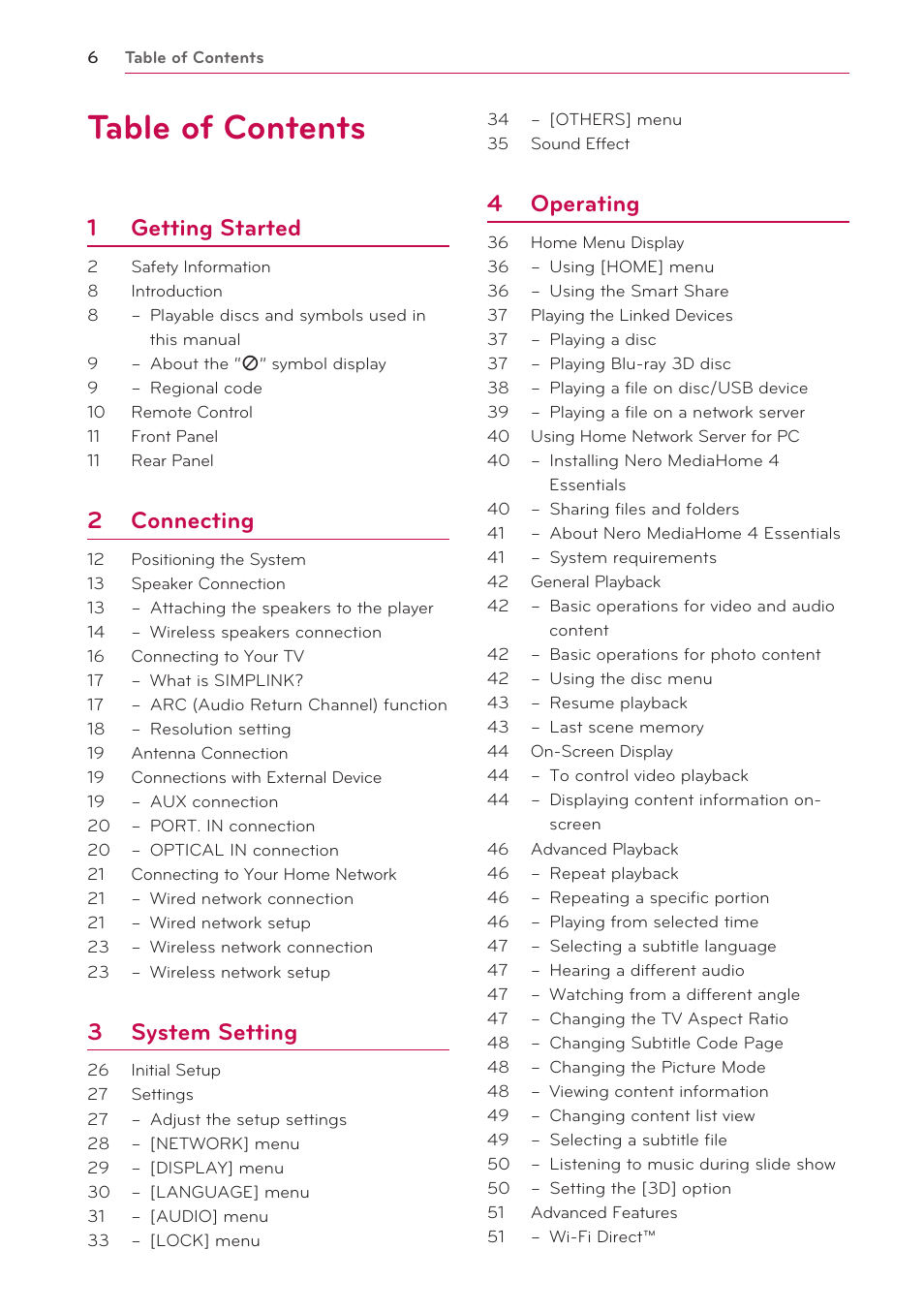 LG BH6830SW User Manual | Page 6 / 82