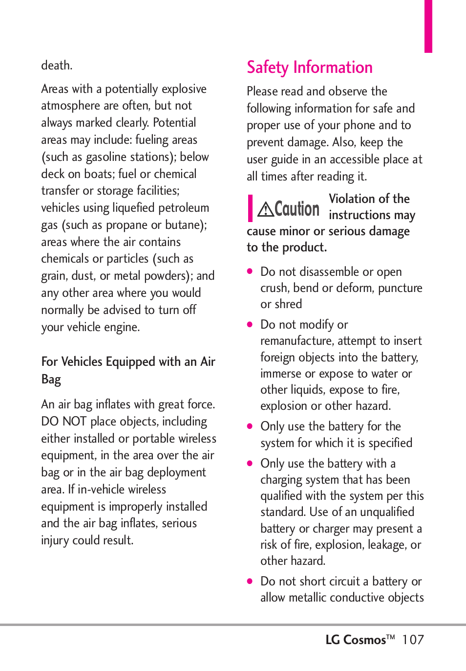 Caution, Safety information | LG LGVN250PP User Manual | Page 109 / 141