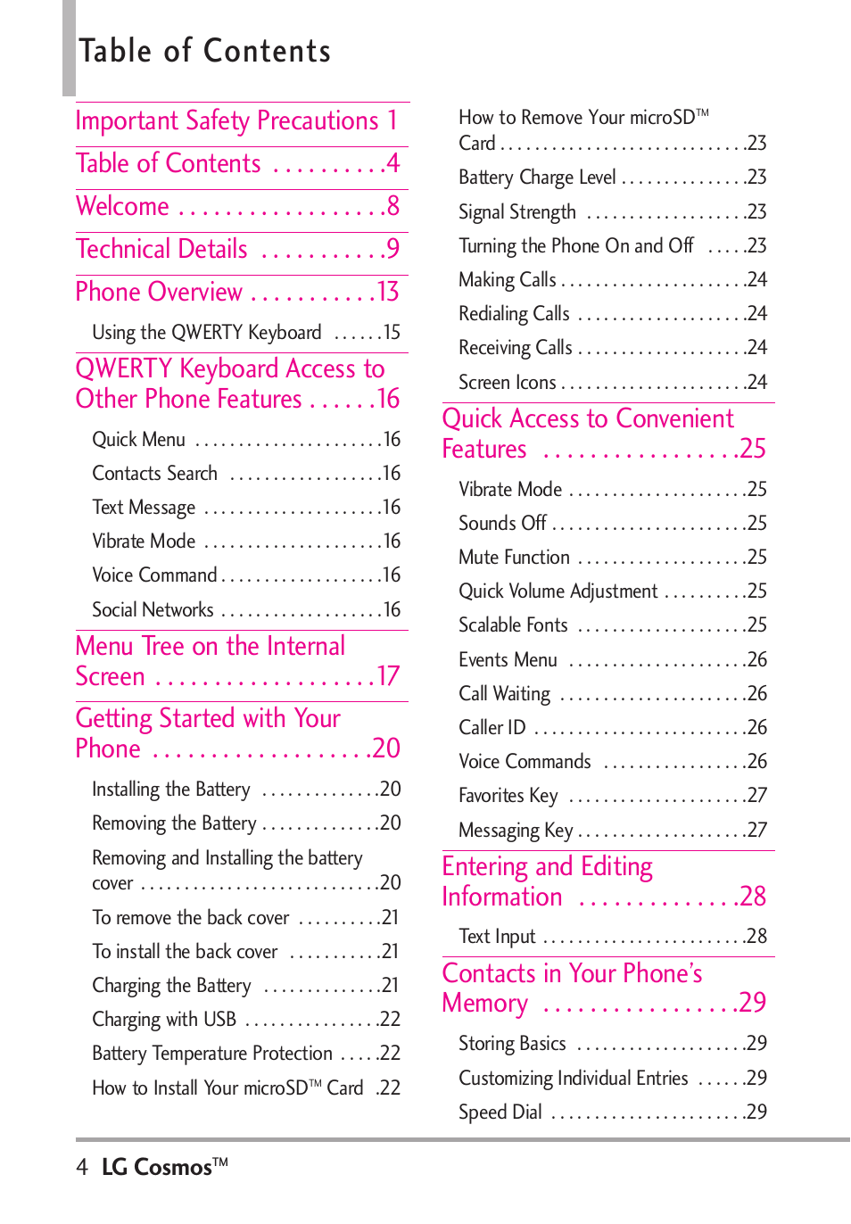 LG LGVN250PP User Manual | Page 6 / 141