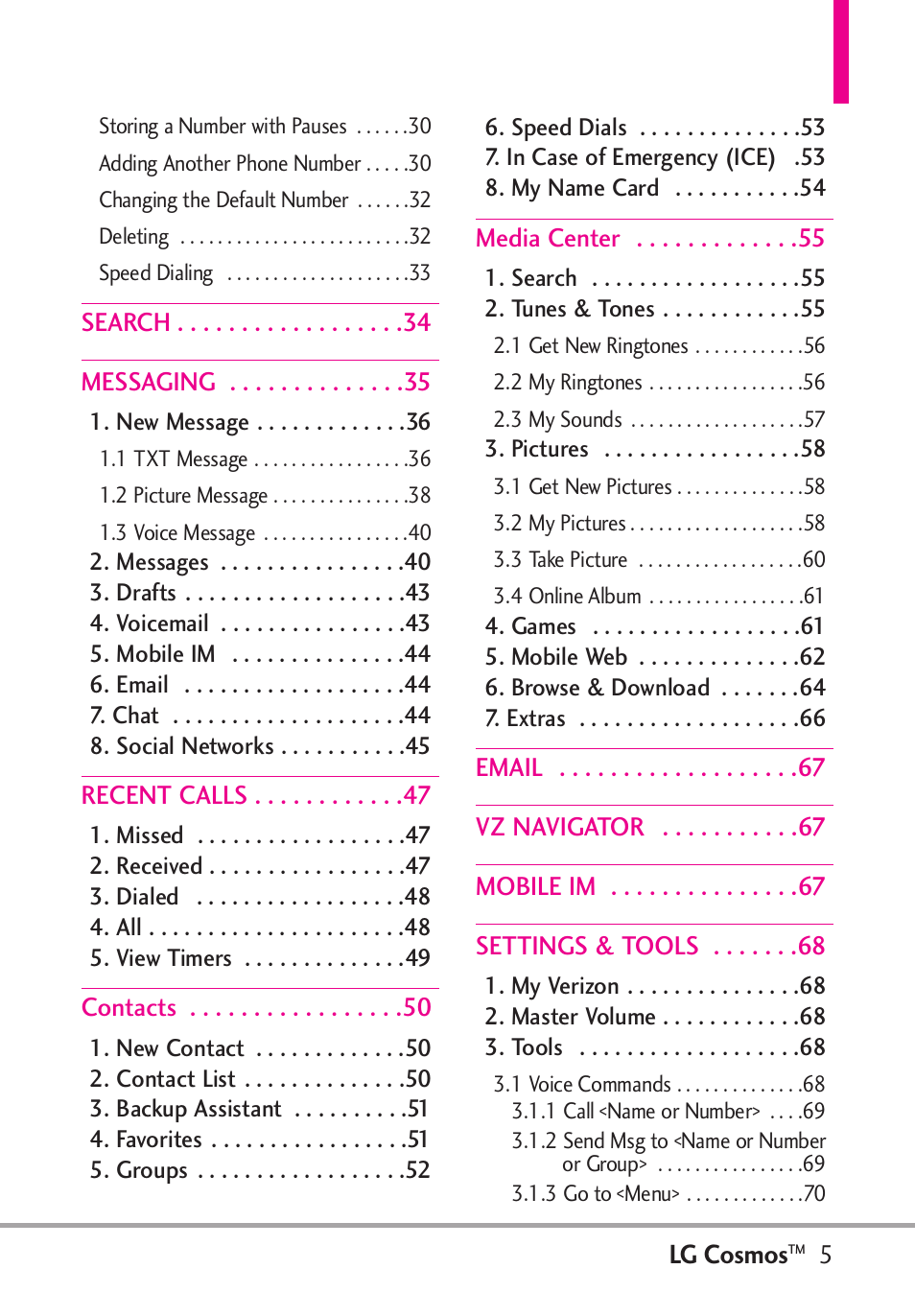 LG LGVN250PP User Manual | Page 7 / 141