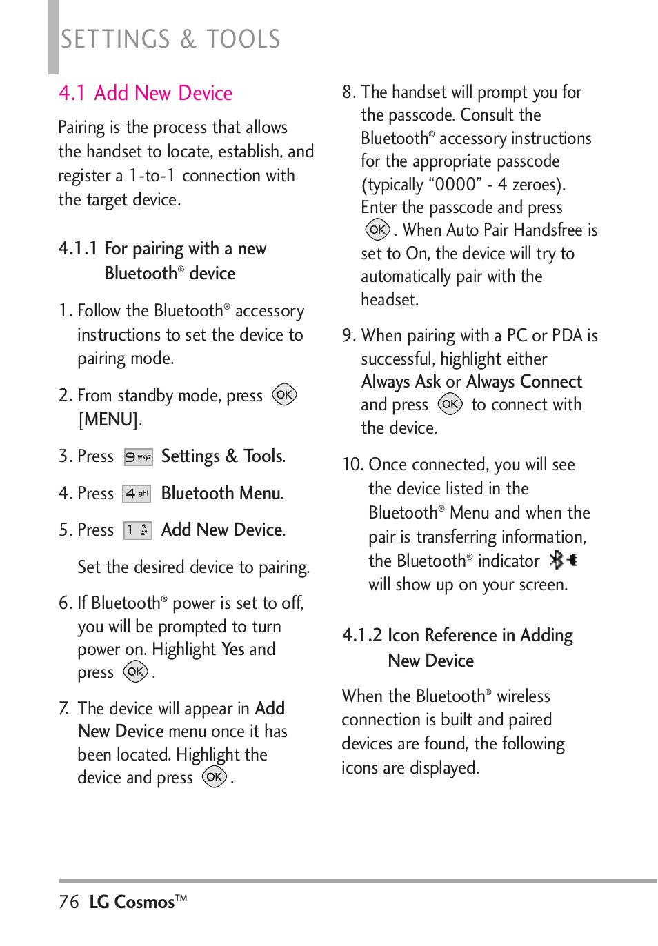 Settings & tools, 1 add new device | LG LGVN250PP User Manual | Page 78 / 141