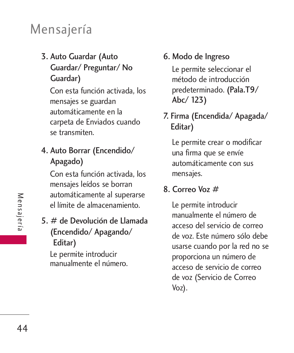 Mensajería | LG -UX220 User Manual | Page 156 / 228