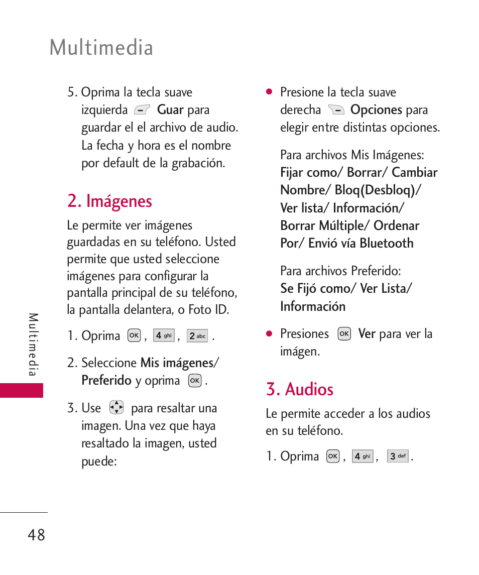 Imágenes, Audios, Multimedia | LG -UX220 User Manual | Page 160 / 228