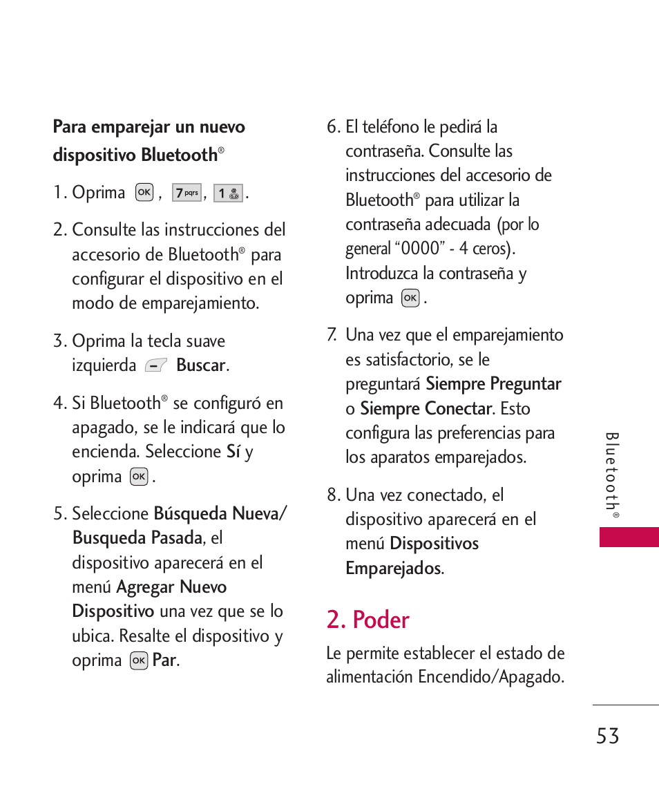 Poder | LG -UX220 User Manual | Page 165 / 228