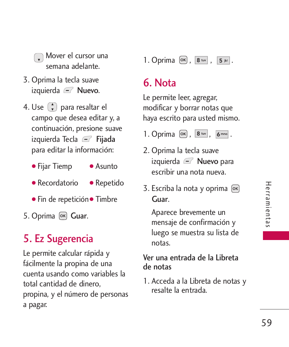 Ez sugerencia, Nota | LG -UX220 User Manual | Page 171 / 228