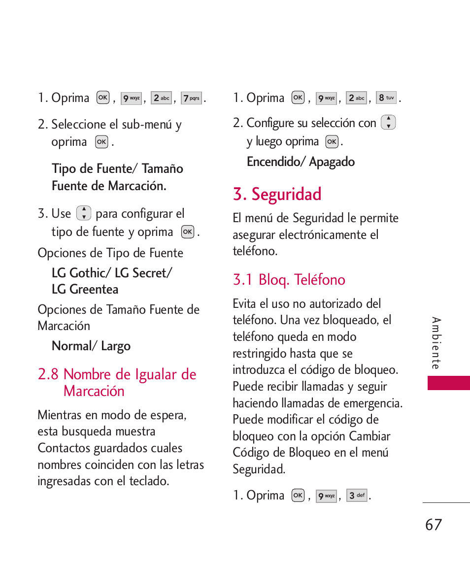 8 nombre de igualar de m, Seguridad, 1 bloq. teléfono | 8 nombre de igualar de, Marcación, 8 nombre de igualar de marcación | LG -UX220 User Manual | Page 179 / 228