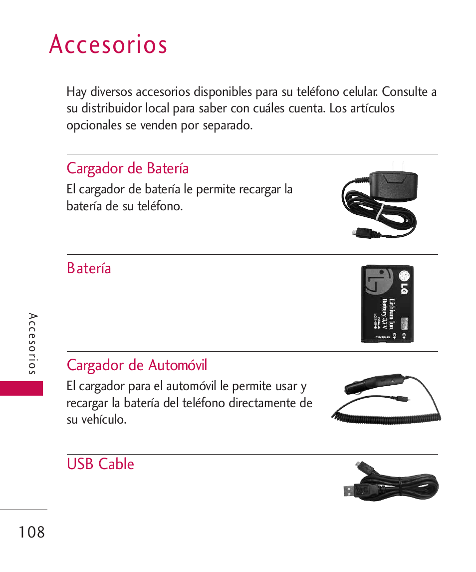 Accesorios | LG -UX220 User Manual | Page 220 / 228