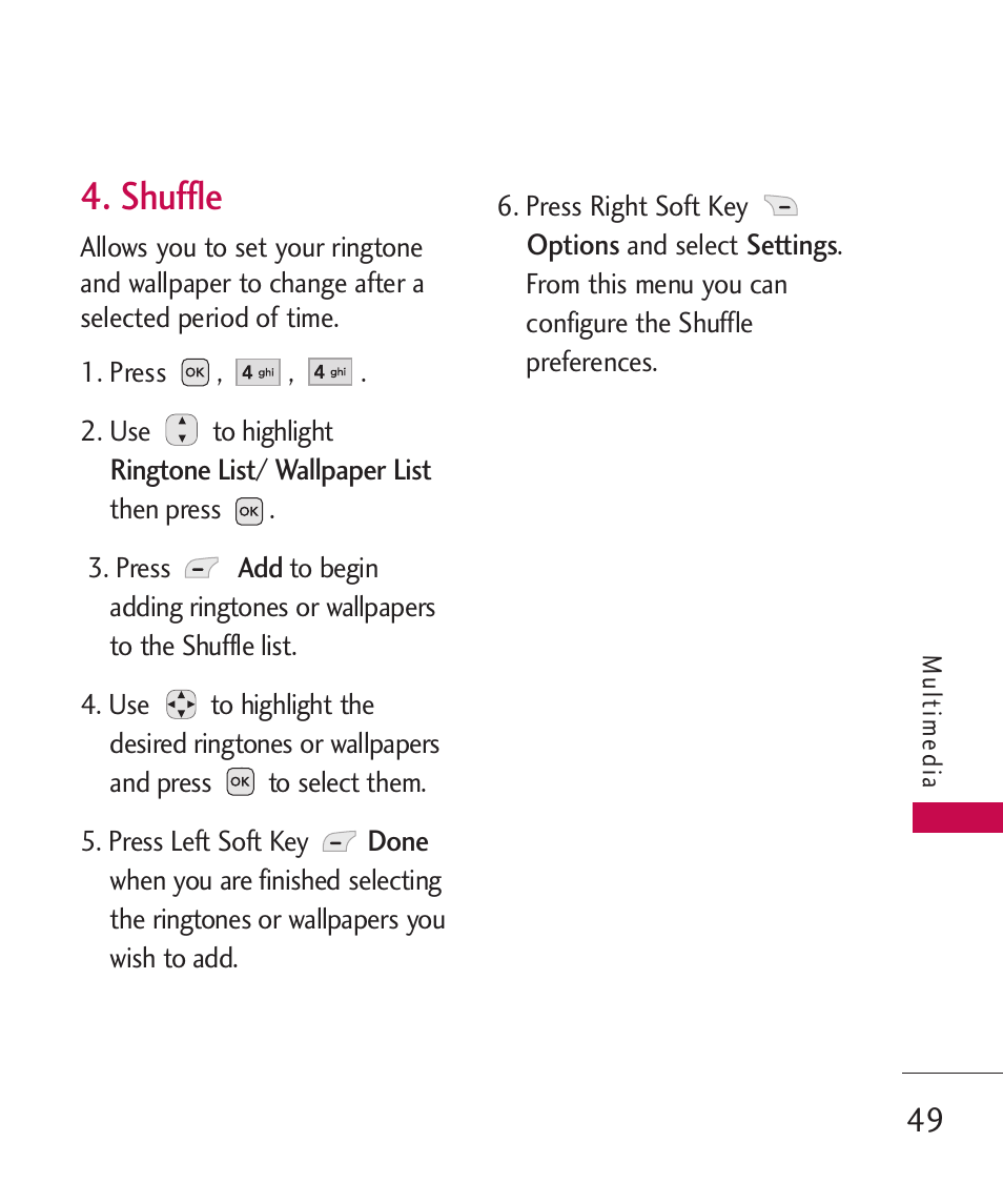 Shuffle | LG -UX220 User Manual | Page 51 / 228