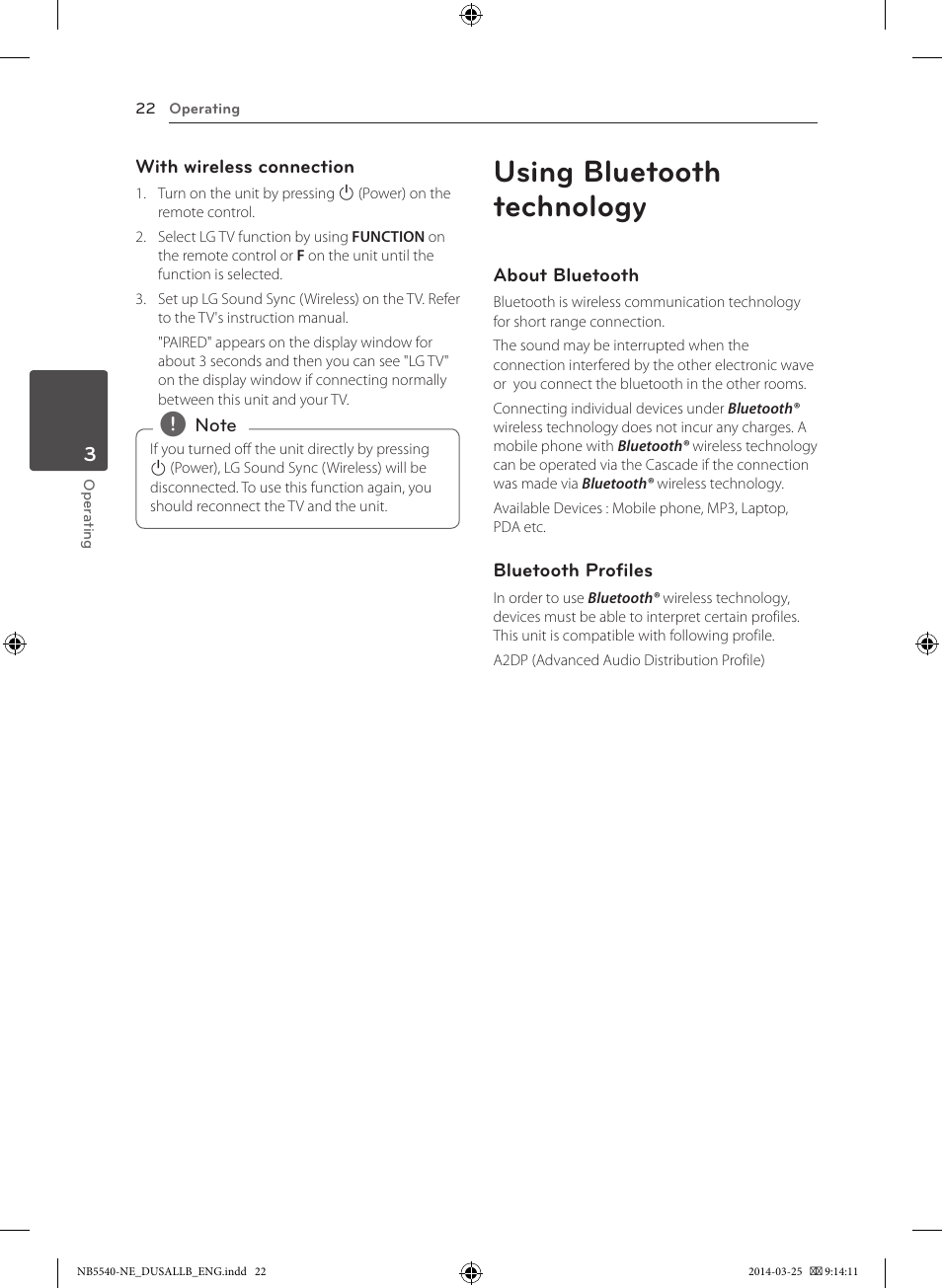 Using bluetooth technology | LG NB5541 User Manual | Page 22 / 30