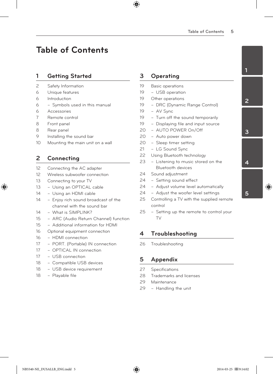 LG NB5541 User Manual | Page 5 / 30