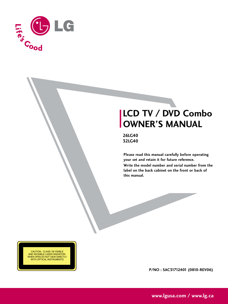 LG 26LG40 User Manual | 136 pages