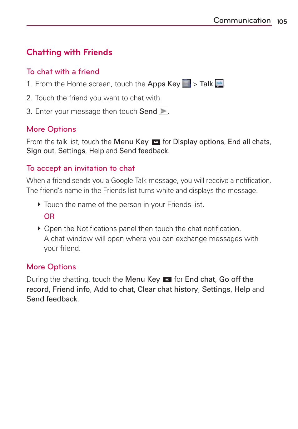 Chatting with friends | LG LW770 User Manual | Page 107 / 202