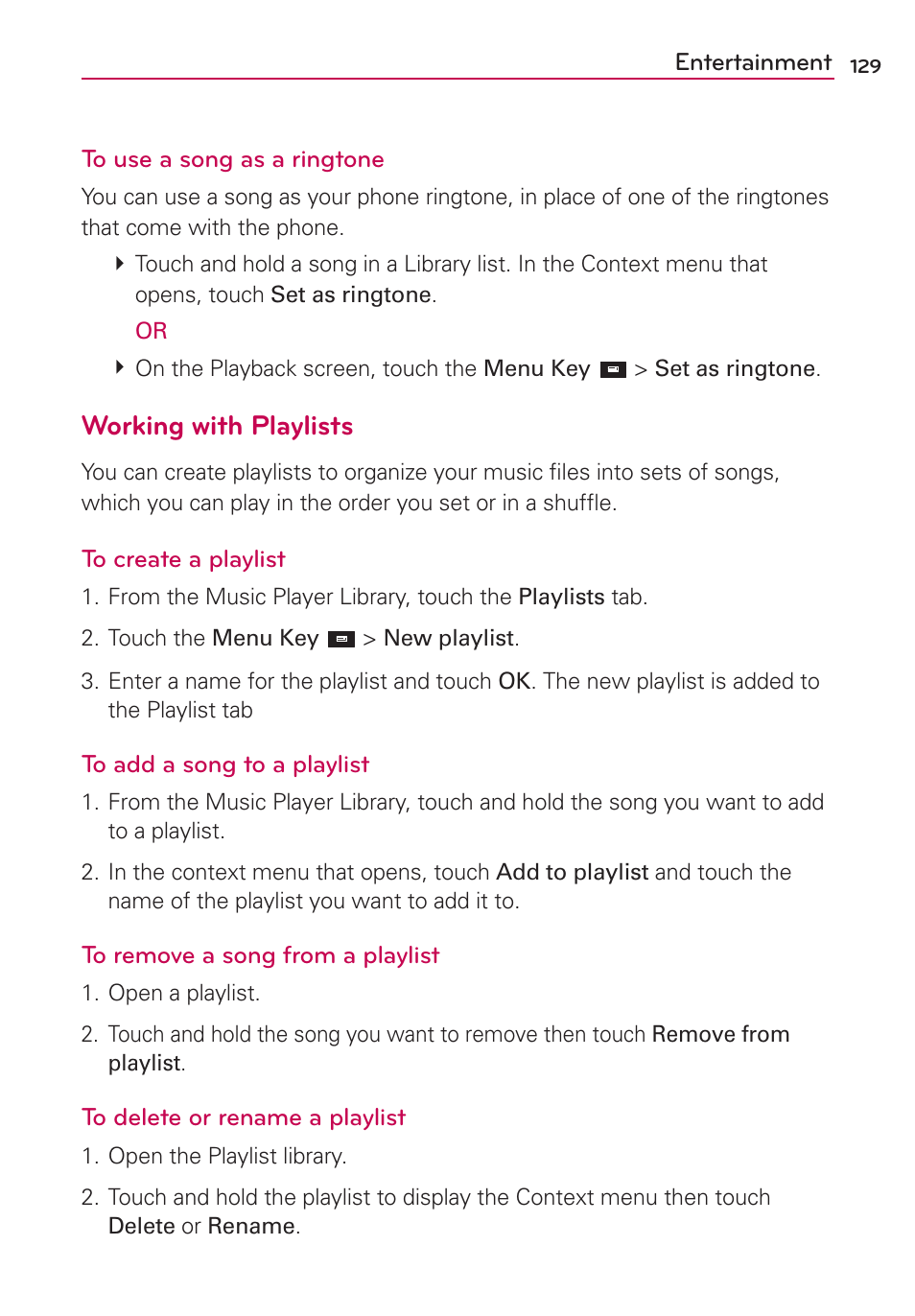 Working with playlists | LG LW770 User Manual | Page 131 / 202