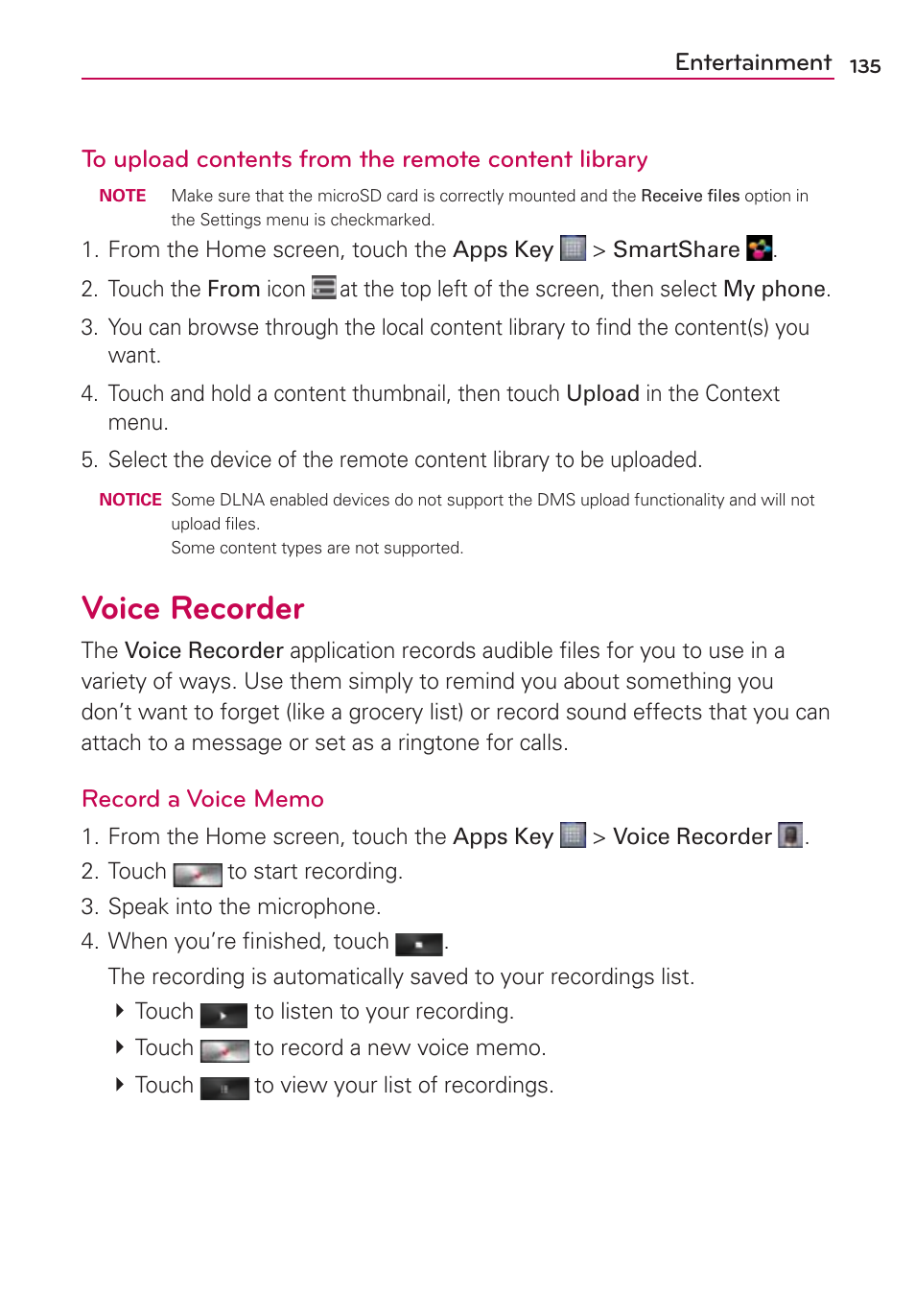 Voice recorder | LG LW770 User Manual | Page 137 / 202