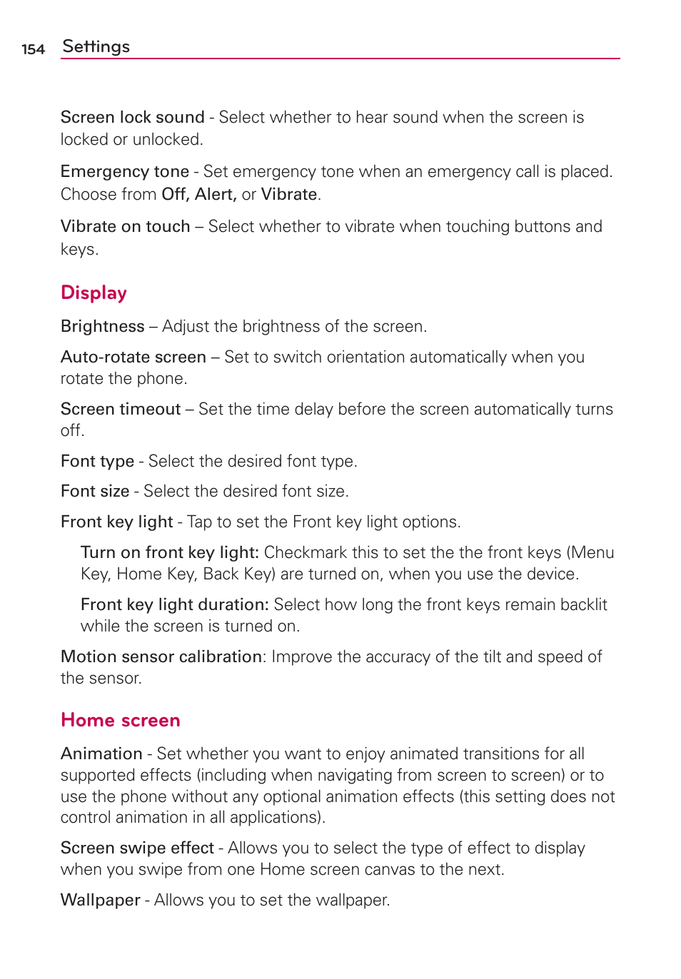 Display, Home screen | LG LW770 User Manual | Page 156 / 202